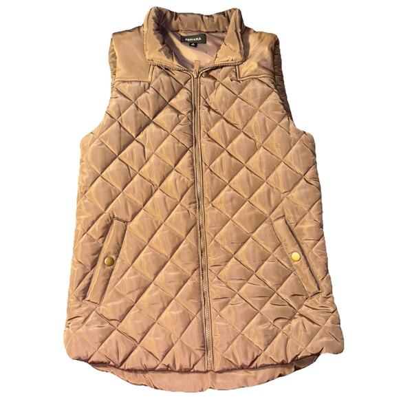 Zenana Outfitters Womens Small Brown Quilted Puffer Vest Jacket Sleeveless EUC - Picture 1 of 7